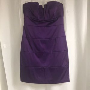Purple strapless dress